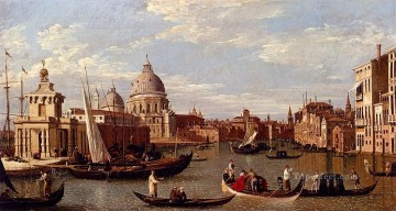 Canaletto Painting - Canal Giovanni Antonio View Of The Grand Canal And Santa Maria Della Salute With Boats And Figure Canaletto